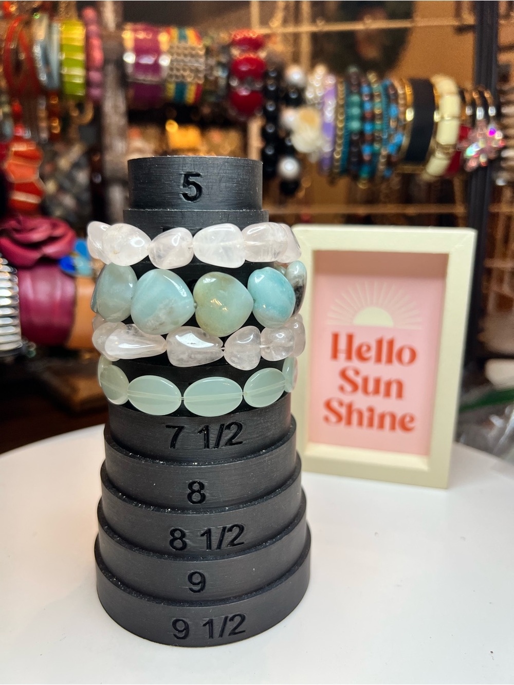 Lot of 4 Light Green and White Beaded Stretch Bracelets - Lot A047